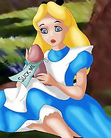 Naughty Alice in Wonderland plays with a dildo