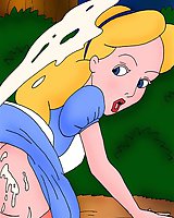 Ass of Alice in Wonderland covered in cum - cartoon parody