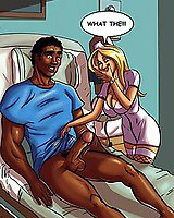 Interracial sex blonde nurse makes blow job