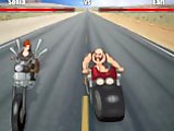 Lesbian Ride - Sophia got on her wheels to go to Daytona Bike Festival. You have to win the race betweeen two bikers. Move your mouse left and right t