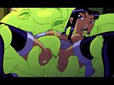 Tentackled Teen Titans - A real hottie Blackfire, the sister of Starfire of Titans was caught by the evil Glgrdsklechhh who fucks her in her ass and p