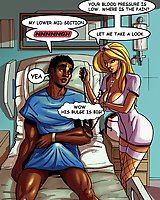 Interracial sex blonde nurse makes blow job
