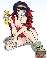 Faye Valentine servicing cocks - Cartoon Sex