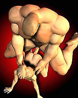 Strongman caresses and fucks a thin petite girl